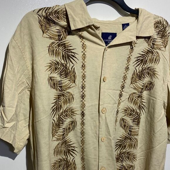 Caribbean Joe Men's Tan Island Supply Co Button Up Hawaiian Shirt Size XL - Picture 3 of 9
